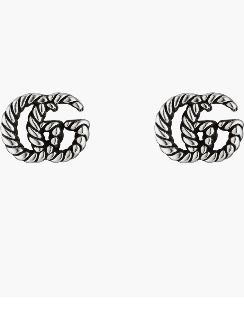 Gucci Silver Double G Rope Motif Stud Earrings